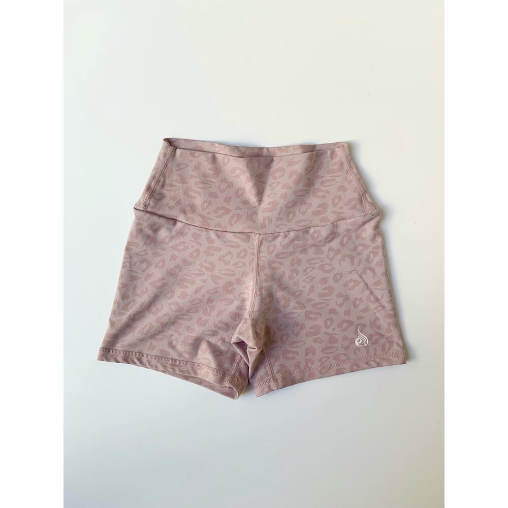 Ryderwear Light Pink Cheetah Print Active wear High Waisted Shorts Women's SZ XS - Picture 2 of 8
